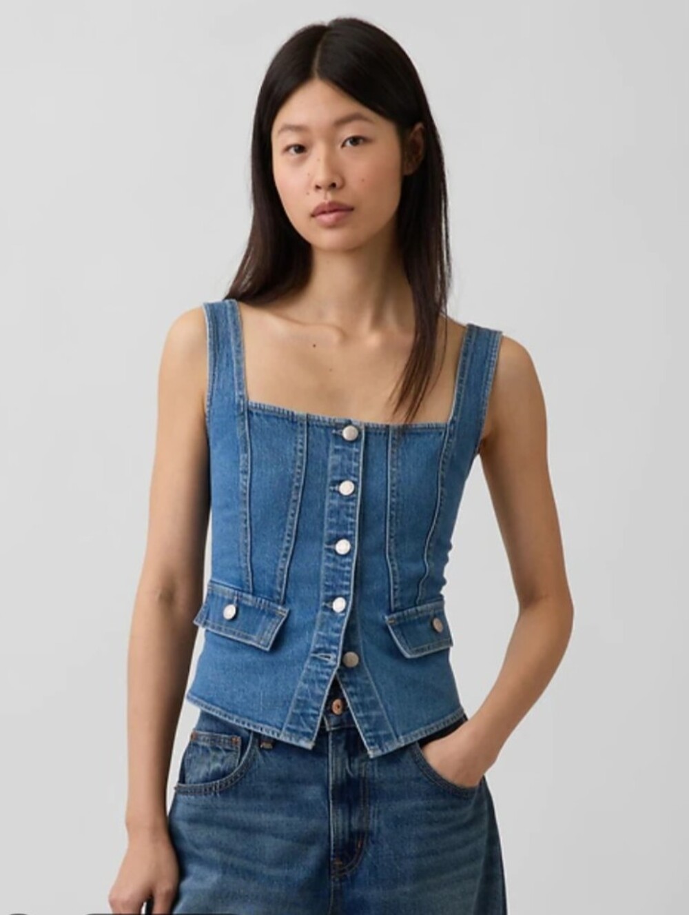 Gap Denim Pocket Corset Top Size Small.